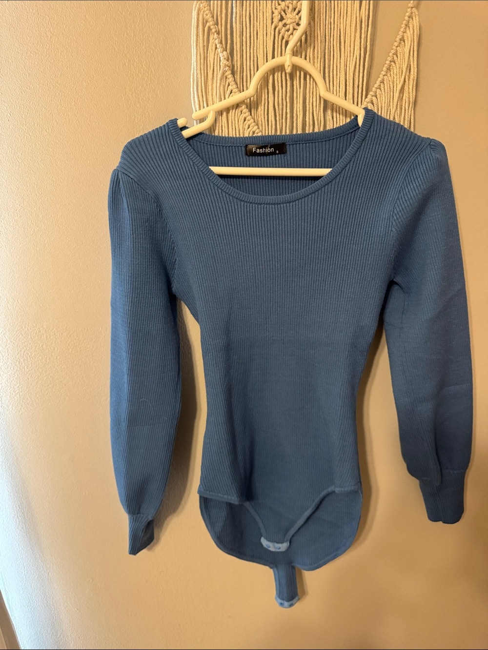 Fashion to Figure Slate Blue Ribbed Scoop Neck Sweater Bodysuit